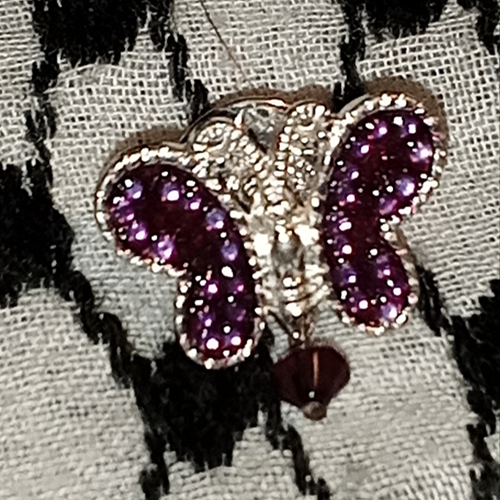Purple and Silver Butterfly Brooch